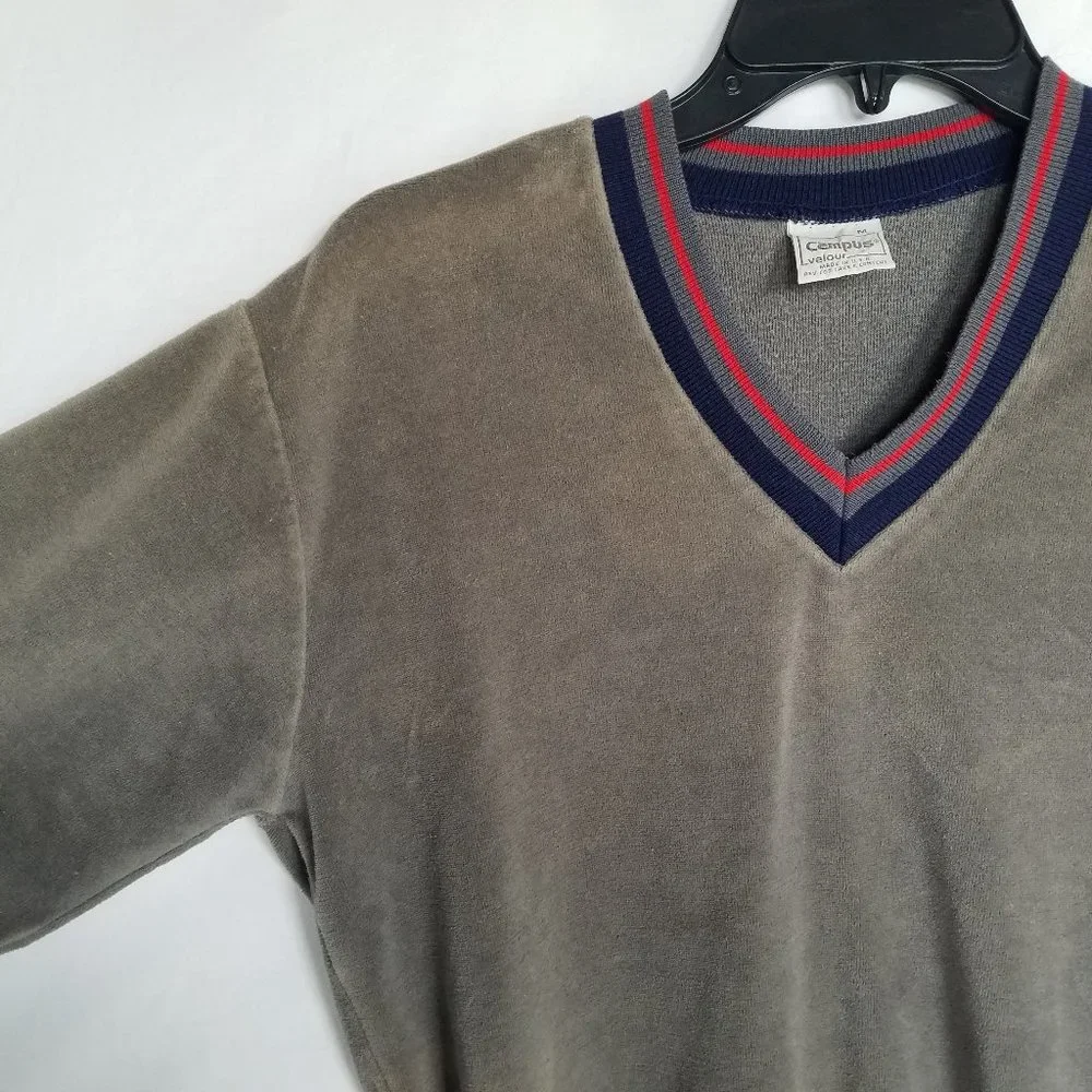 Vintage | Campus Velour V Neck Pullover - Picture 4 of 14